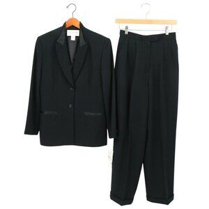NWT Jones New York Worsted Wool Tuxedo Blazer Jacket Pant Suit Set Satin Trim 6